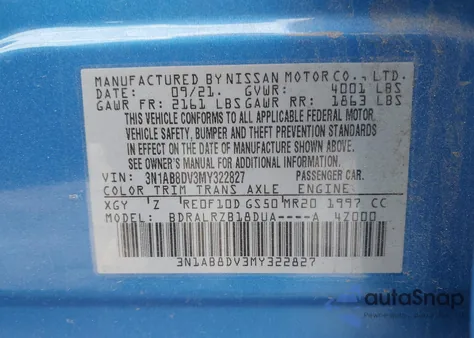 2021 Nissan Sentra Sr Xtronic Cvt from USA, damaged, VIN 3N1AB8DV3MY322827